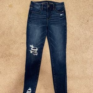 Dark blue patched ripped American Eagle jeans size 4